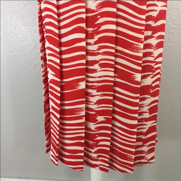 CAbi orange-red & white print pleated shirt dress - Picture 5 of 8